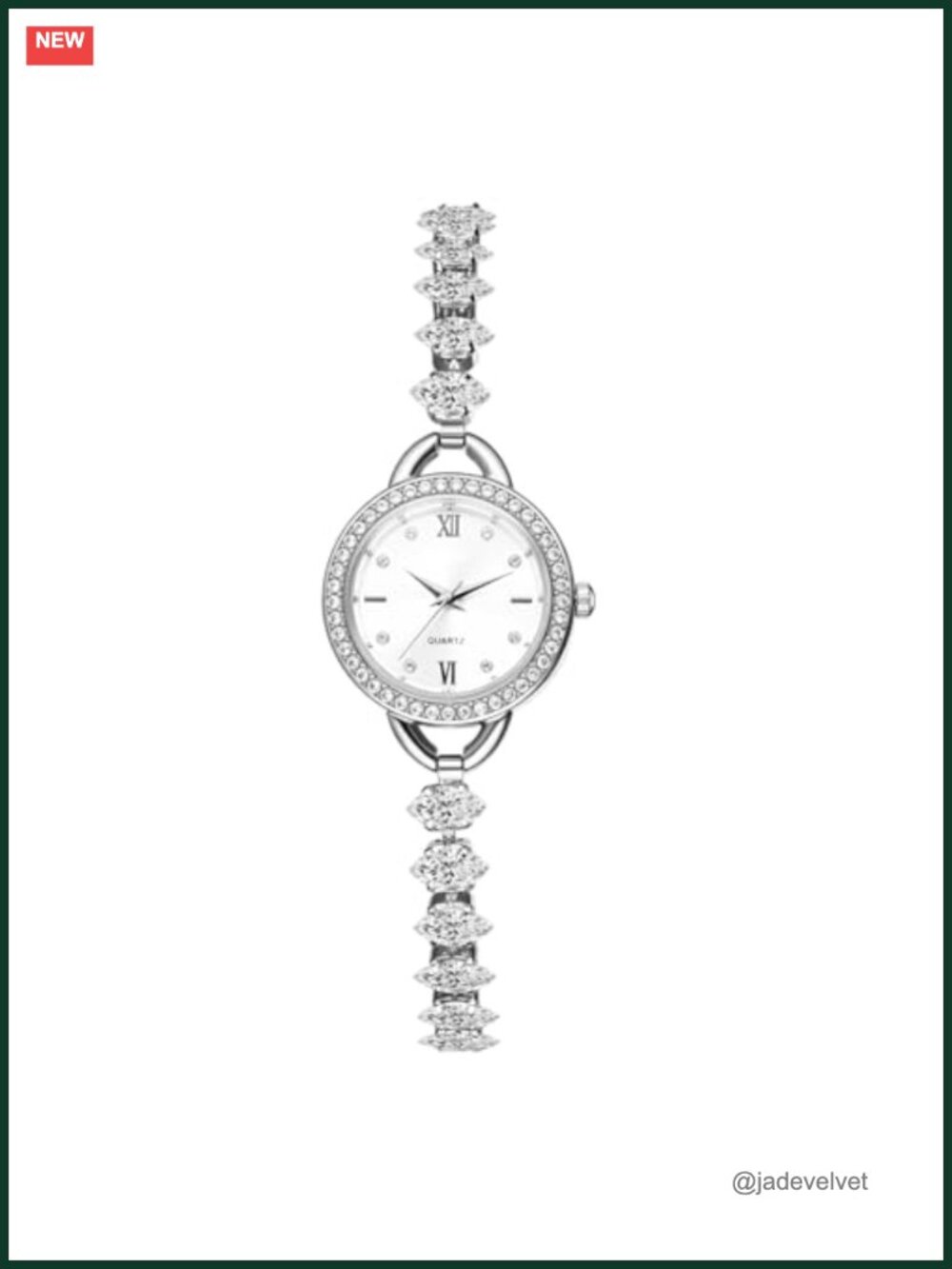 Women's Slim Strap Rhinestone Analog Quartz Bracelet Watch